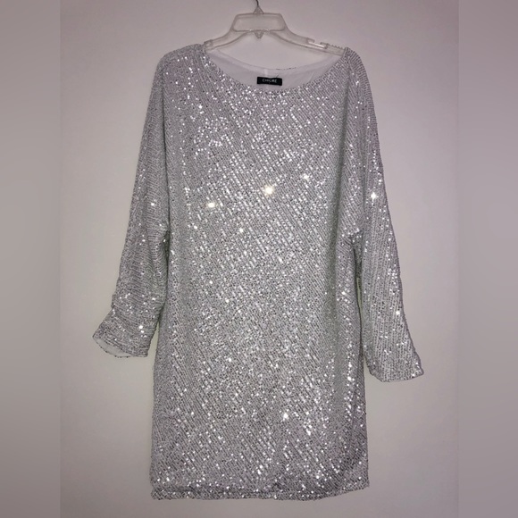 Dresses & Skirts - CHICME Silver Sequin Dress
